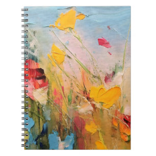 Caderno Espiral Prado de Verão – Flores Selvagens Abstratas Expres