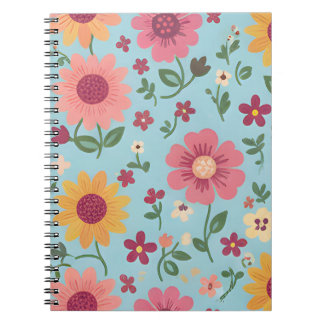 Caderno Espiral Prados Ensolarados - Padrão de Flores Silvestres R