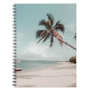 Caderno Espiral Praia ao lado da palmeira de coco