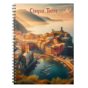 Caderno Espiral Praia de Cinque Terre Itália Viagem Vintage Europa
