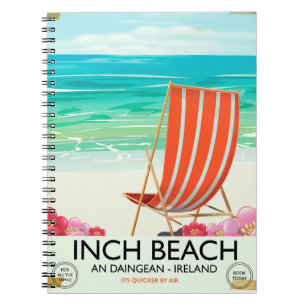 Caderno Espiral Praia de Inch, An Daingean - poster de viagem pela