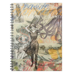 Caderno Espiral Praia de polvo Antiga Costa Steampunk