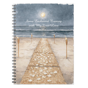 Caderno Espiral Praia do Oceano numa Noite Encantada