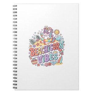Caderno Espiral Praia do Unicórnio Vibrações Caprichosas Fundo Bra