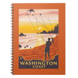 Caderno Espiral Praia e Kites - Costa de Washington