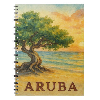 Caderno Espiral Praia Eagle Aruba Divi Tree Golden Hour