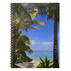 Caderno Espiral Praia ladeada por palmeiras Ilhas Cook 2