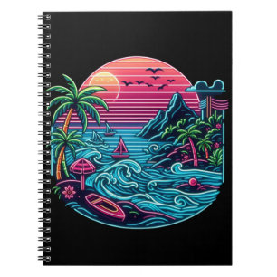 Caderno Espiral Praia neon tropical/havaiana