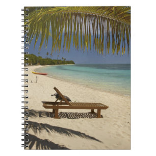 Caderno Espiral Praia, palmeiras e espreguiçadeira