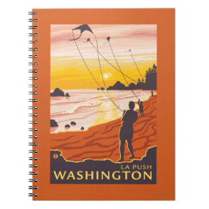 Caderno Espiral Praia & papagaios - impulso do La, Washington