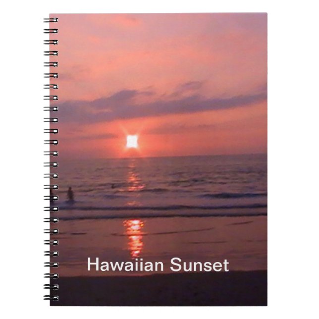 Caderno Espiral Praia Romântica do Oceano Sunset Havaiano (Frente)