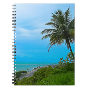 Caderno Espiral praia silenciosa com coqueiro