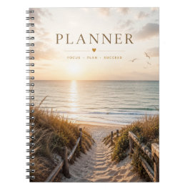 Caderno Espiral Praia Simples ao Pôr do Sol 