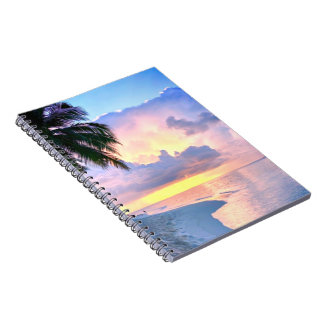 Caderno Espiral Praia Sunset ocean Areia Palmeira Maldivas Miami