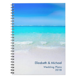 Caderno Espiral Praia tropical com planos de um casamento do mar