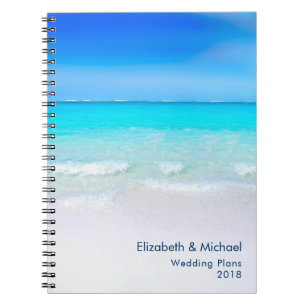 Caderno Espiral Praia tropical com planos de um casamento do mar