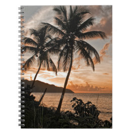 Caderno Espiral Praia Tropical de Palmeiras de Praia Sunset