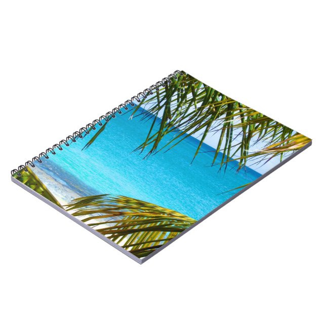 Caderno Espiral Praia Tropical enquadrada com Palm Fronds (Left Side)