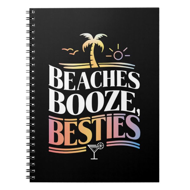 Caderno Espiral Praias Booze e Besties Coconut Tree Summer (Frente)