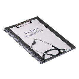 Caderno Espiral Prancheta Cinza Médica com Estetoscópio