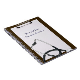 Caderno Espiral Prancheta Marrom Médica com Estetoscópio