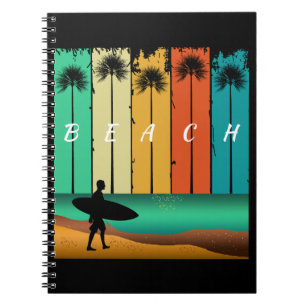 CADERNO ESPIRAL PRANCHISTA DE PRAIA ANTIGO SURFANDO PALMEIRAS