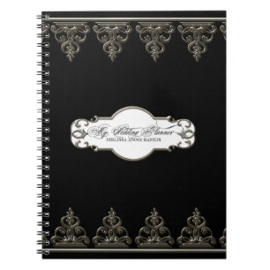 Caderno Espiral Prata barroco personalizada planejador do