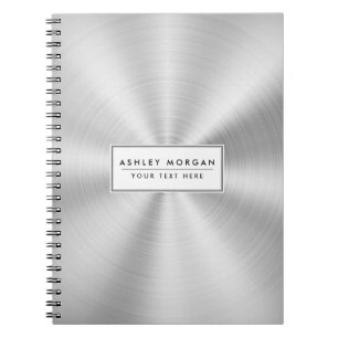 Caderno Espiral Prata brilhante metálica do falso elegante