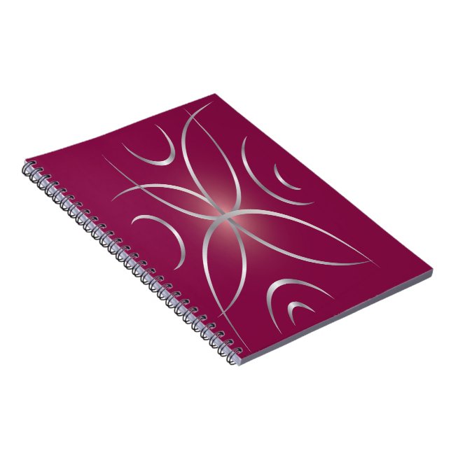 Caderno Espiral Prata com magenta (Lado Direito)