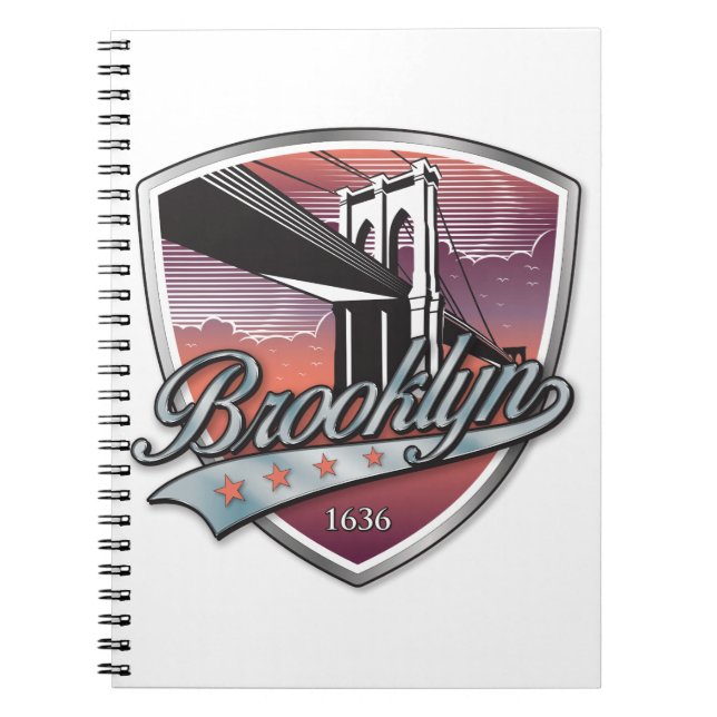 Caderno Espiral Prata de Design de Brooklyn (Frente)