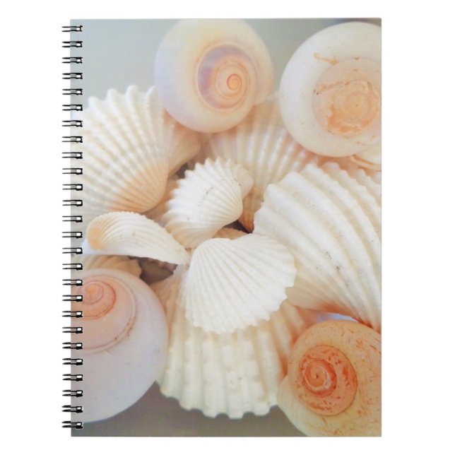 Caderno Espiral Prateleiras do Mar de Pêssego Branca Exótica, Prai (Frente)