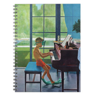 Caderno Espiral Prática do piano da piscina