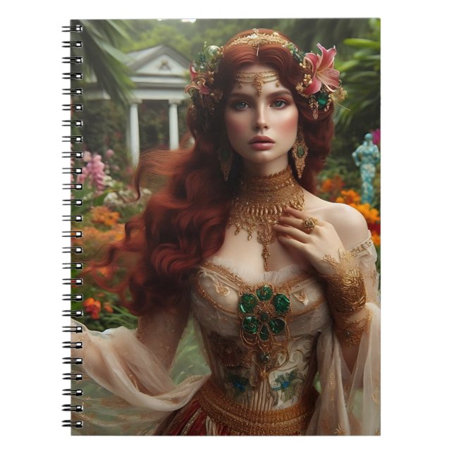 Caderno Espiral Pre-Raphaelite gilded woman 1 in garden (Frente)