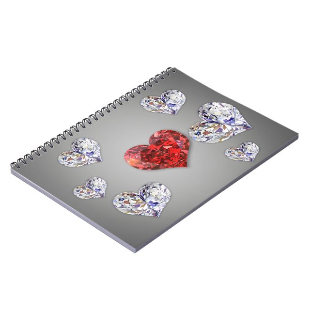 Caderno Espiral Precious Elegant Diamond Hearts (Left Side)