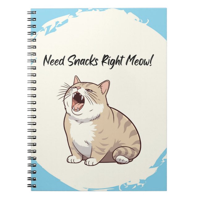 Caderno Espiral Precisa de snacks para o notebook meow direito (Frente)