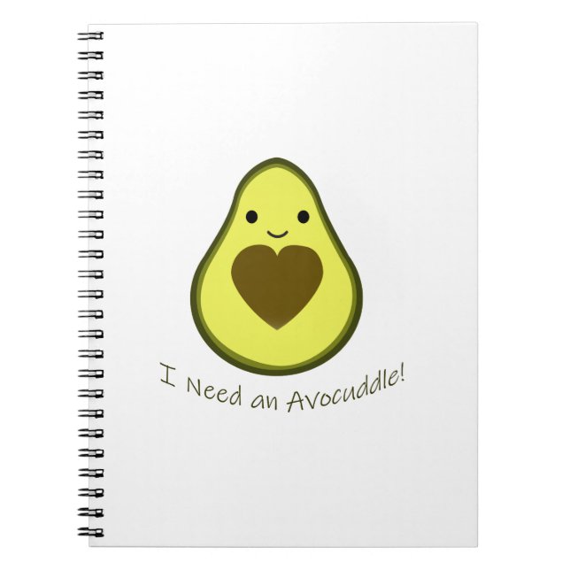 Caderno Espiral Preciso de um Avocuddle Cute Kawaii Avocado (Frente)