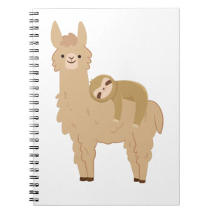 Caderno Espiral Preguiça adorável que dorme em um lama