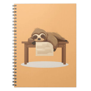 Caderno Espiral Preguiça Adorável Sonolenta Estudando