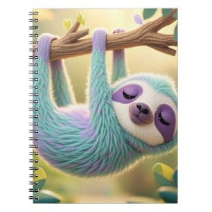 Caderno Espiral preguiça de desenho pendurada de cabeça para baixo