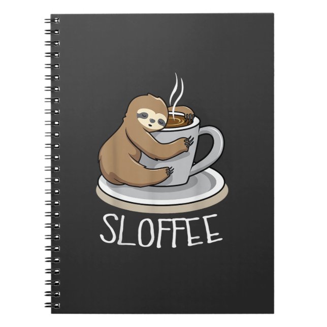 Caderno Espiral Preguiça Dormindo ao Copo de Café Preguiça Diverti (Frente)