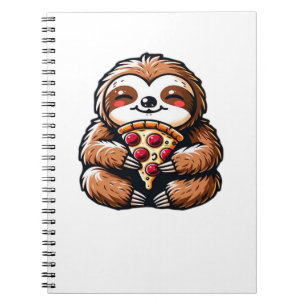 Caderno Espiral Preguiça engraçada comendo Pizza, Amante de Animai