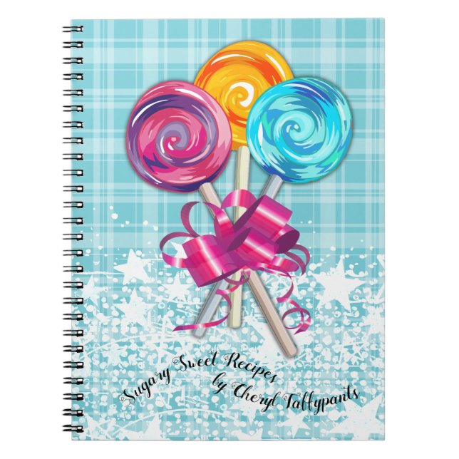 Caderno Espiral Preguiçosa de doçura doce de Lollipops (Frente)