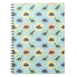 Caderno Espiral Prehistoric Dinosaur Silhouette Seamless Pattern