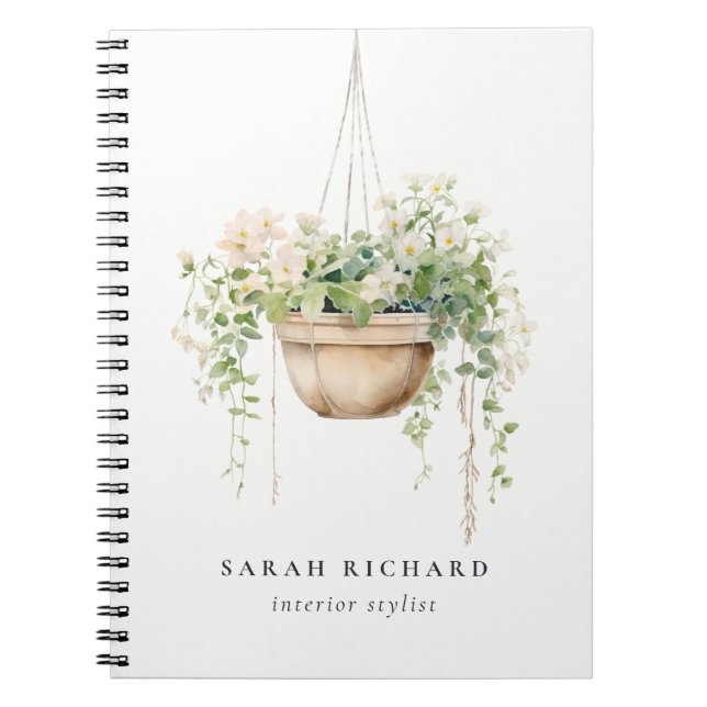 Caderno Espiral Prendendo Plantas De Casa Floral Aquarela Botânica (Frente)