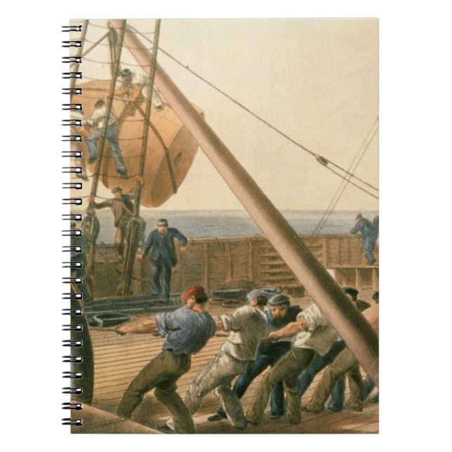Caderno Espiral Preparando-se para lançar uma das grandes bóias, (Frente)