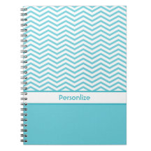Preppy Aqua Blue e White Chevrons com nome