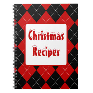 Caderno Espiral Preppy Argyle Tartan Diamond Xadrez Red Black