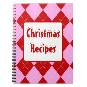 Caderno Espiral Preppy Argyle Tartan Diamond Xadrez Vermelho Rosa