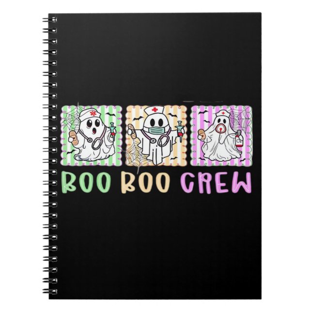 Caderno Espiral Preppy Boo Crew Nurse Halloween Costume Women Men  (Frente)