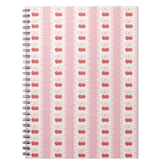 Caderno Espiral Preppy Cherry Stripes - Pink and Off White